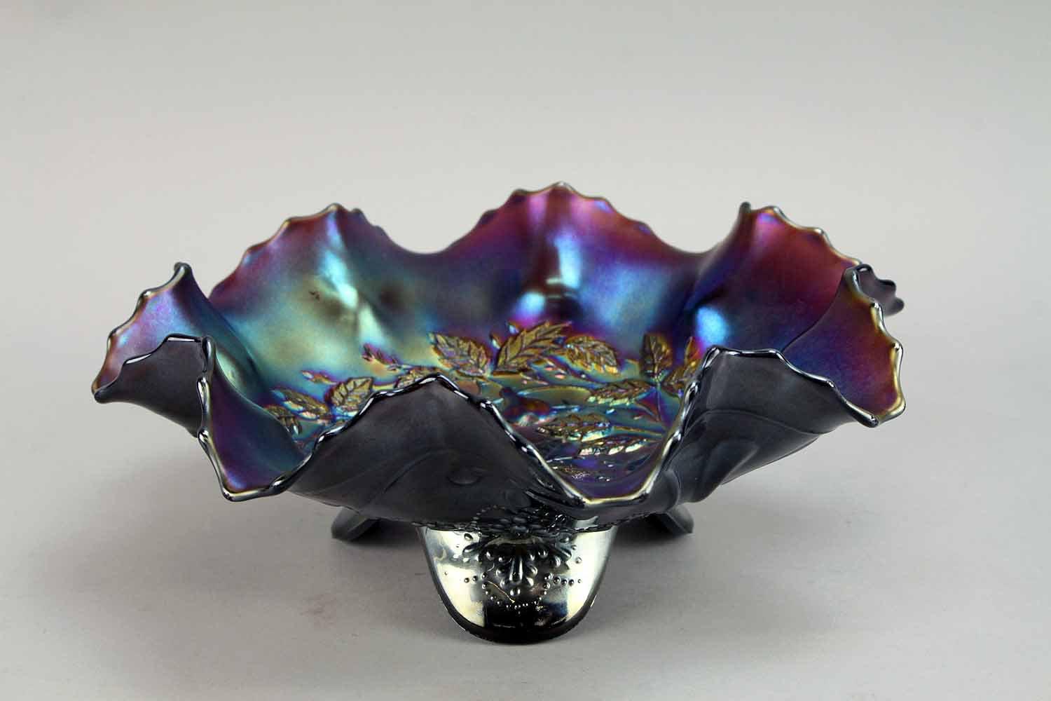 Northwood Amethyst Carnival Glass Footed Bowl