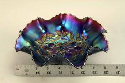 Northwood Amethyst Carnival Glass Footed Bowl