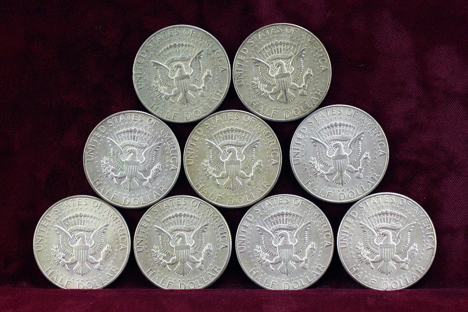 9 Kennedy Half Dollars; 2-1967, 4-1968, 3-1969