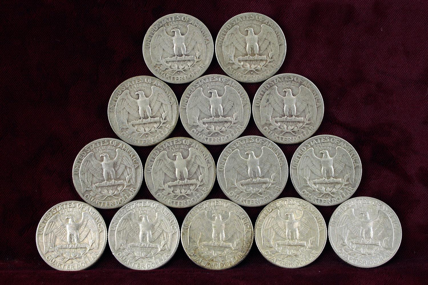 14 various dates/mint Washington Silver Quarters