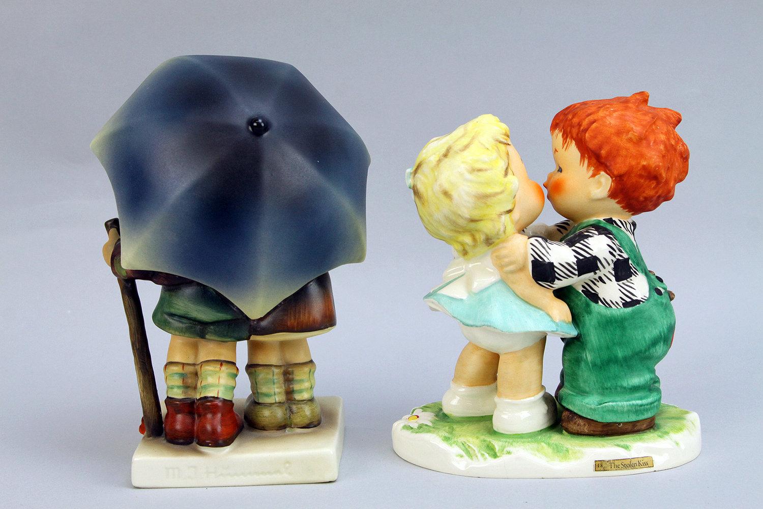 Hummel Figurines "Stormy Weather" & "Stolen Kiss", W. Germany