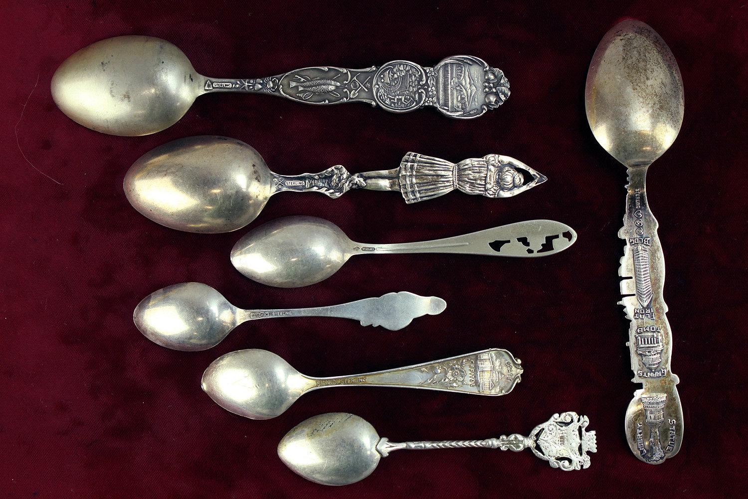 Sterling Silver Collector Spoons: Seaside, Or., Santa Fe, California