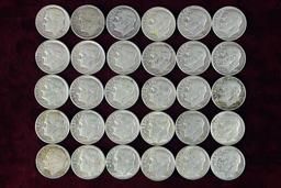 30 various dates/mints Roosevelt Silver Dimes