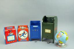 Old Mail Box & Globe Coin Banks