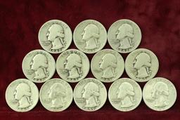 12 Washington Silver Quarters