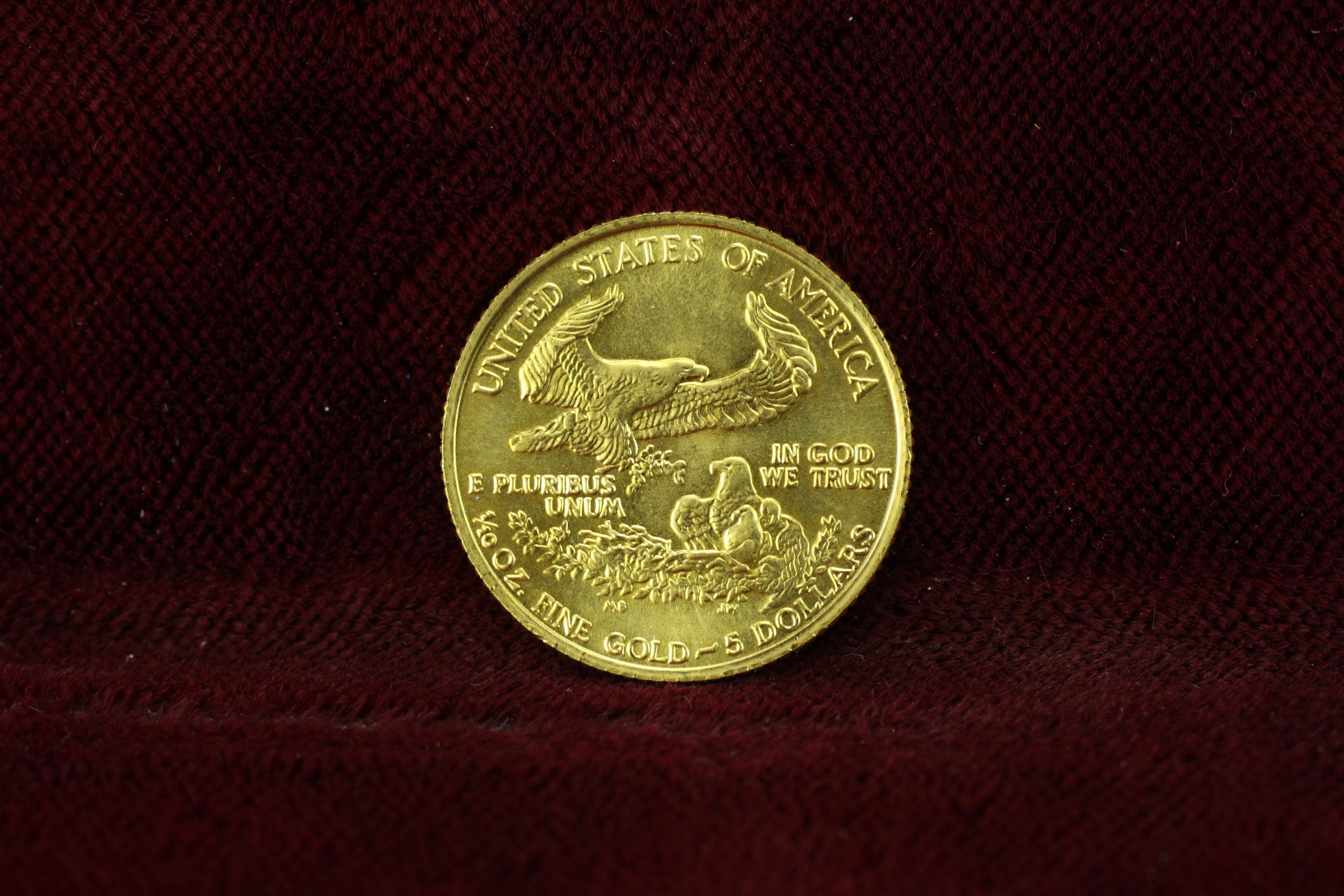 1986 $5 Gold America Eagle 1/10 oz fine gold