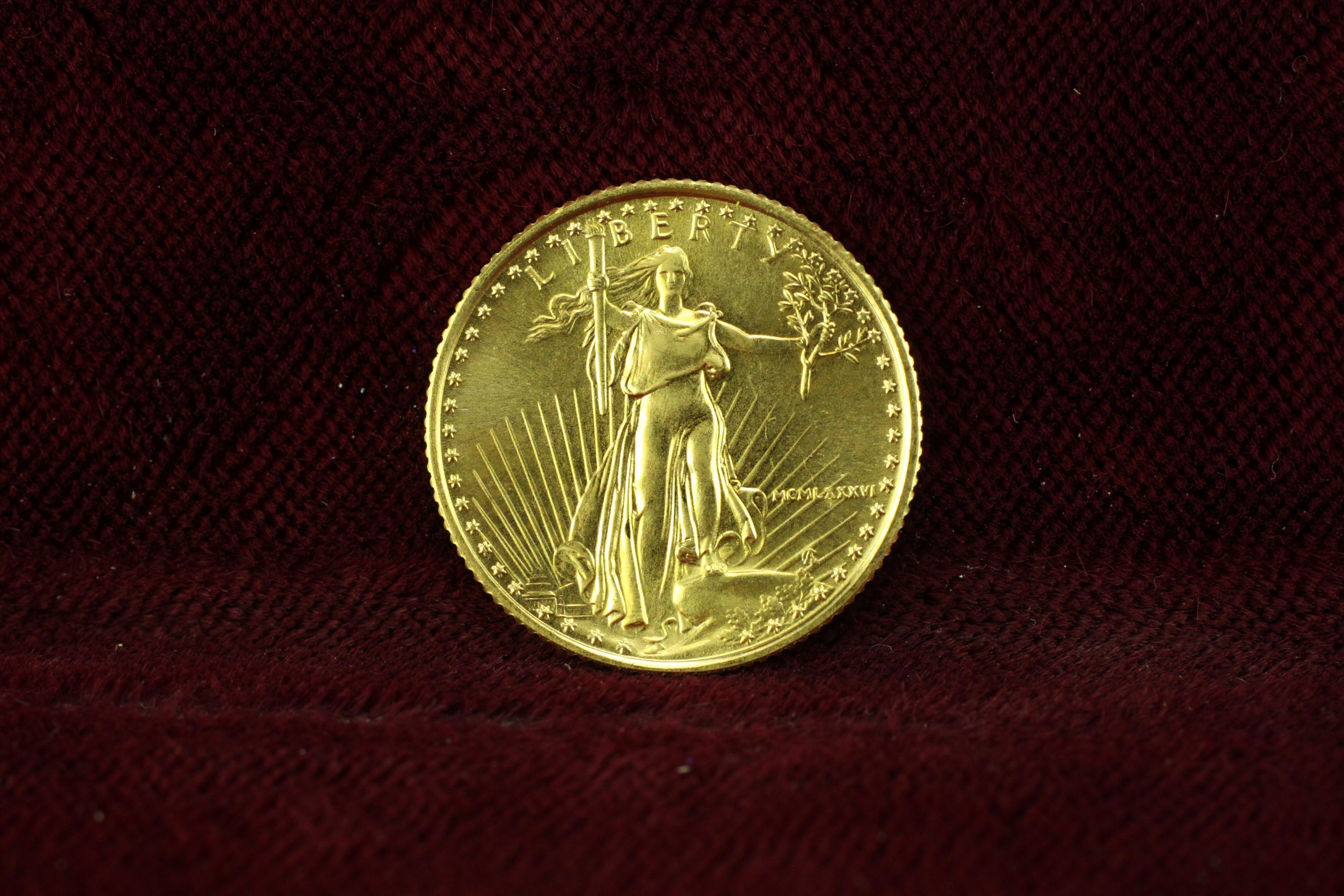 1986 $5 Gold America Eagle 1/10 oz fine gold