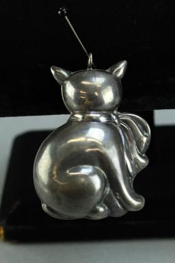 Sterling Silver Cat Pendant, Silver Bangle Bracelets
