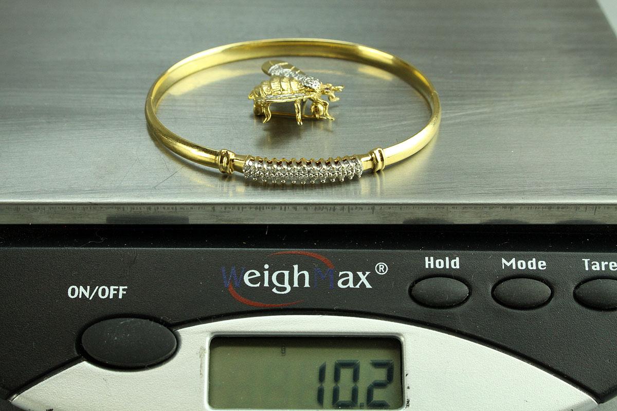 14k Gold Bee Brooch & Bracelet, 10.2 Grams