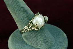 10k Gold Natural Pearl Ring, Sz. 9.5