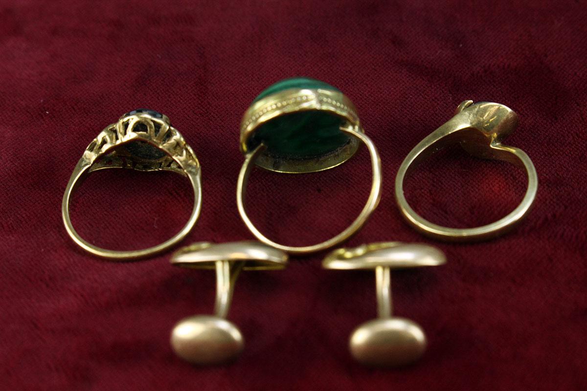 Assorted 10k Gold Jewelry Items: Rings, Cuff Links