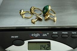 Assorted 10k Gold Jewelry Items: Rings, Cuff Links