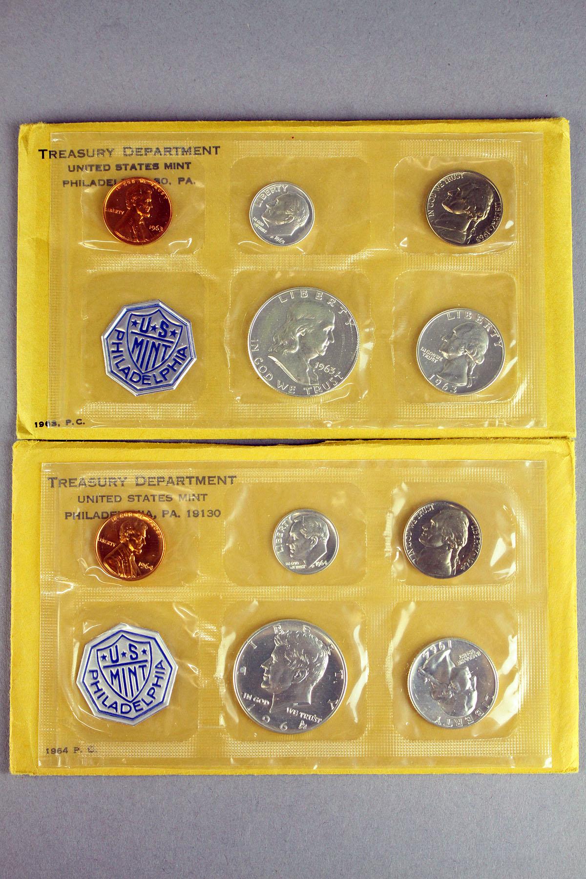 2 US Mint Silver Proof Coin Sets; 1963 & 1964