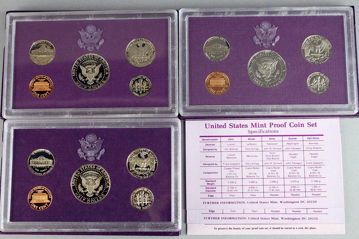 3 US Mint Proof Sets; 1990,1991,1992