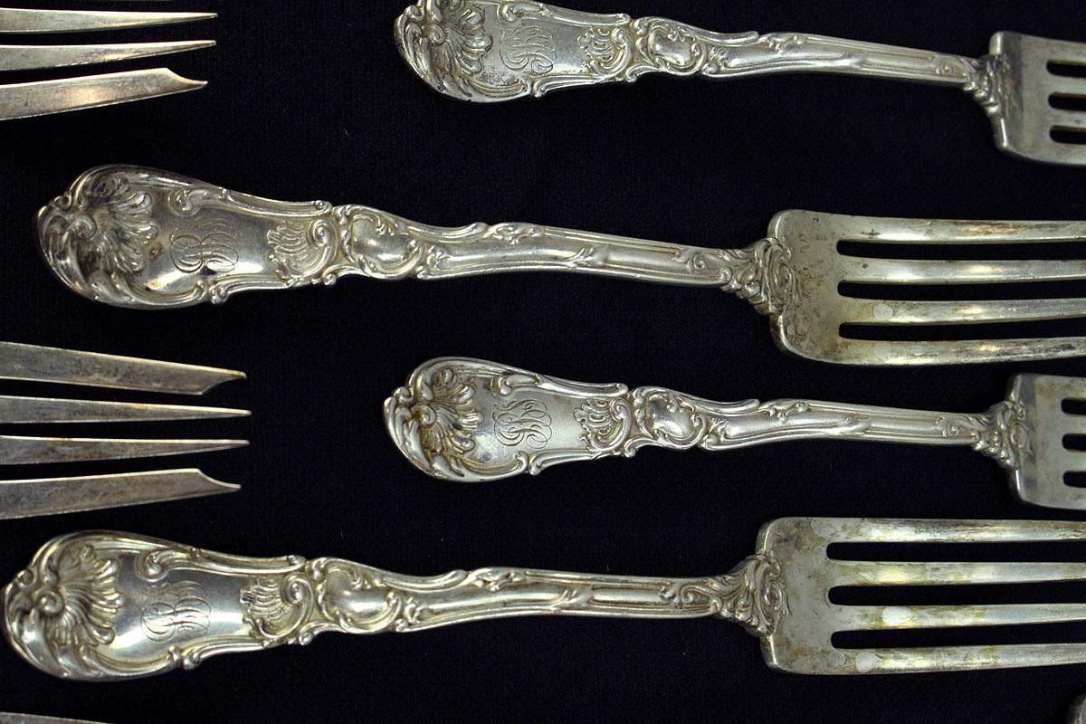 Sterling Silver Forks, 1,240.8 Grams  - Birmingham, England, Ca. 1830