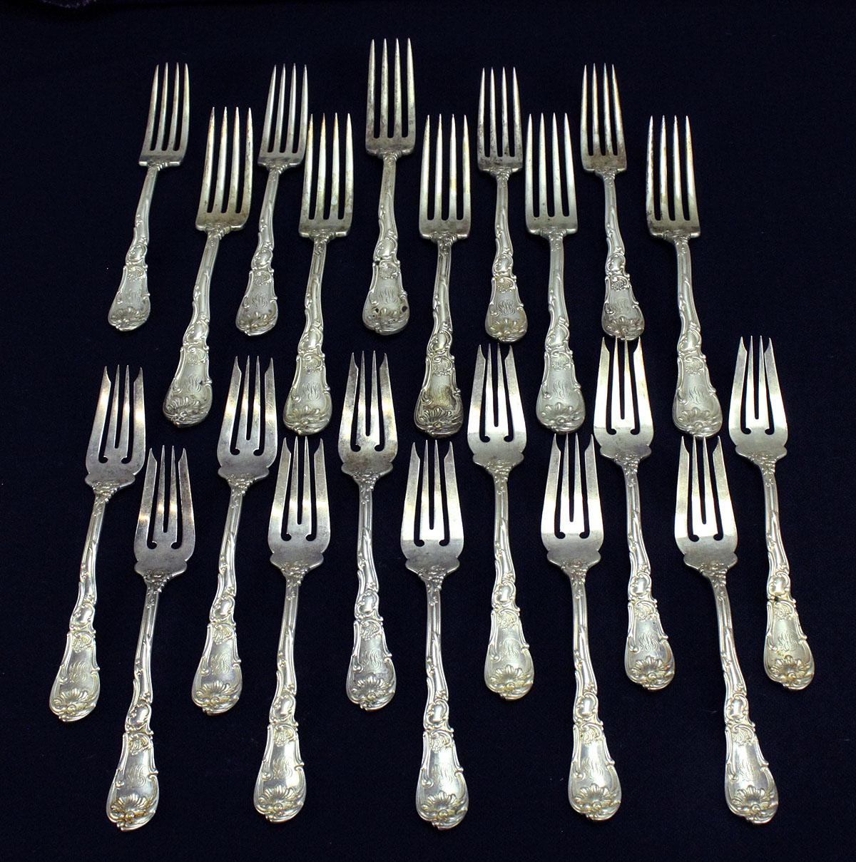 Sterling Silver Forks, 1,240.8 Grams  - Birmingham, England, Ca. 1830