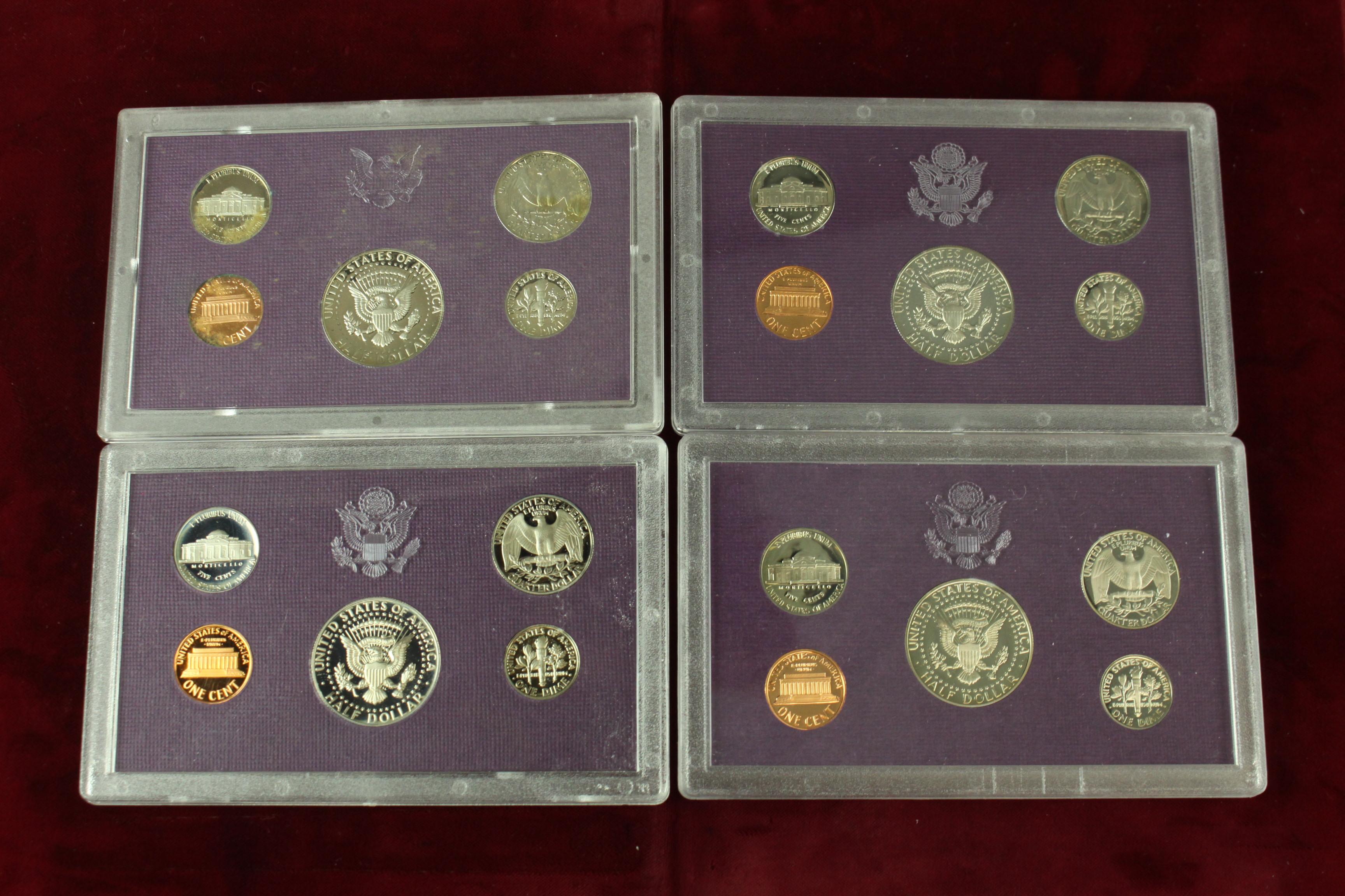 4 U.S. Mint Proof Sets - 1984,1985,1987,1988