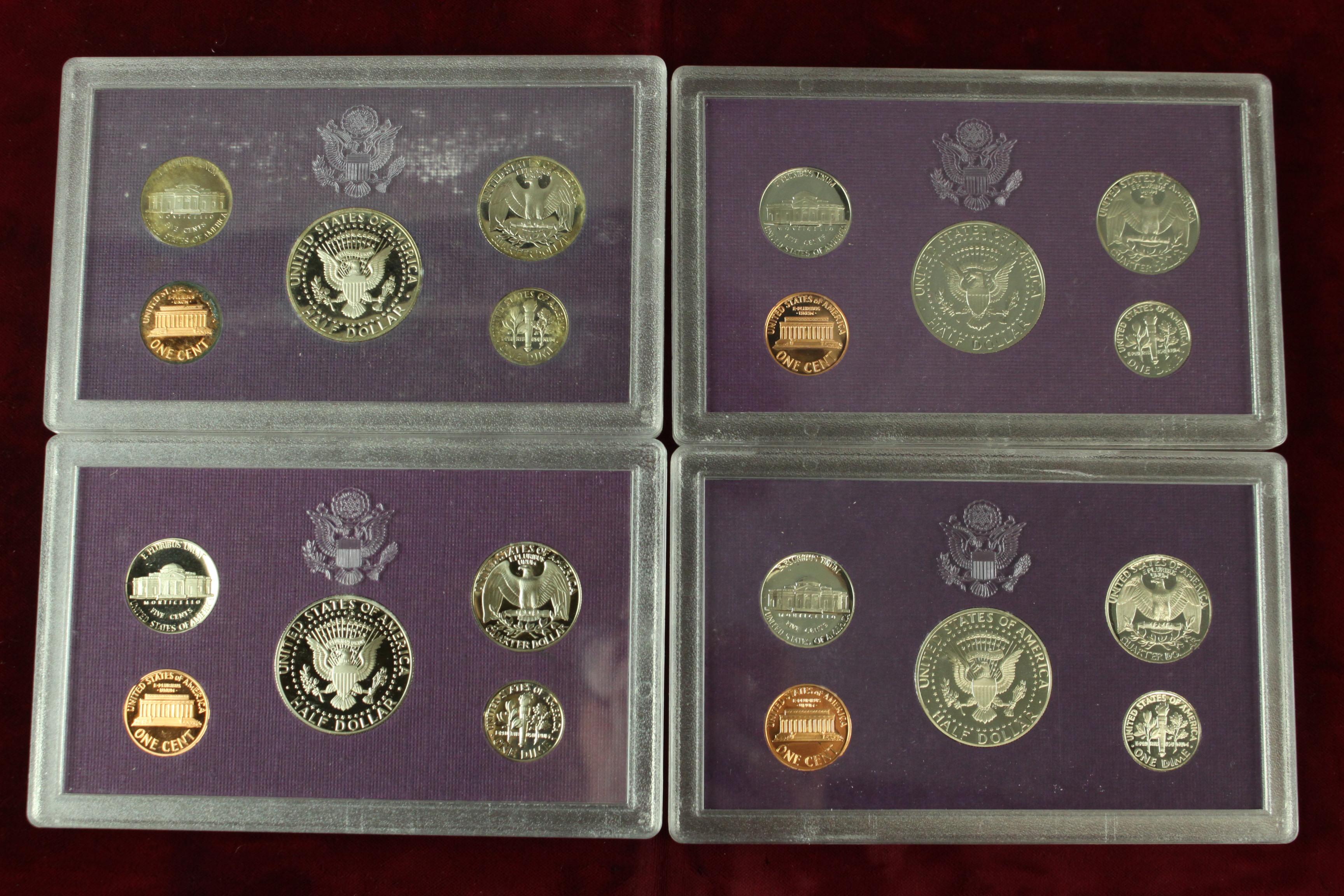 4 U.S. Mint Proof Sets - 1989,1990,1991,1992