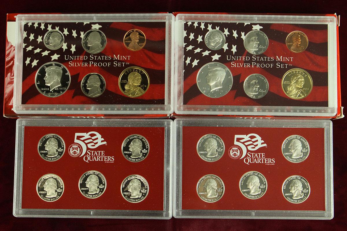 2 U.S. Mint Silver Proof Set; 2004 & 2005