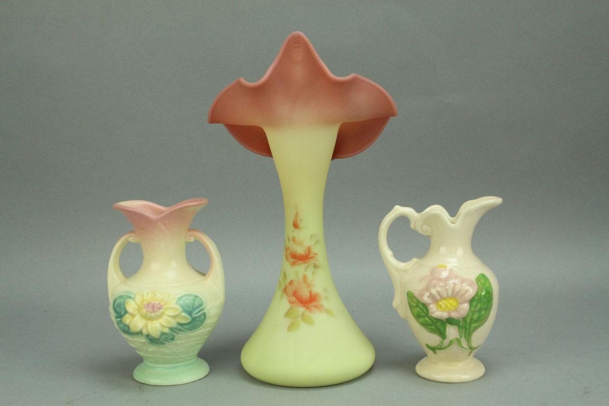 Hand Painted Burmese Rose Vase, Hull Vase & Pitcher