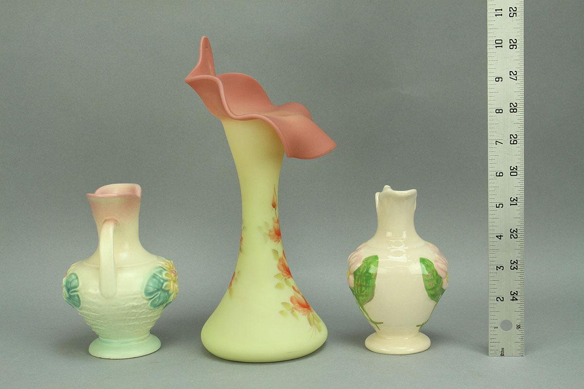 Hand Painted Burmese Rose Vase, Hull Vase & Pitcher