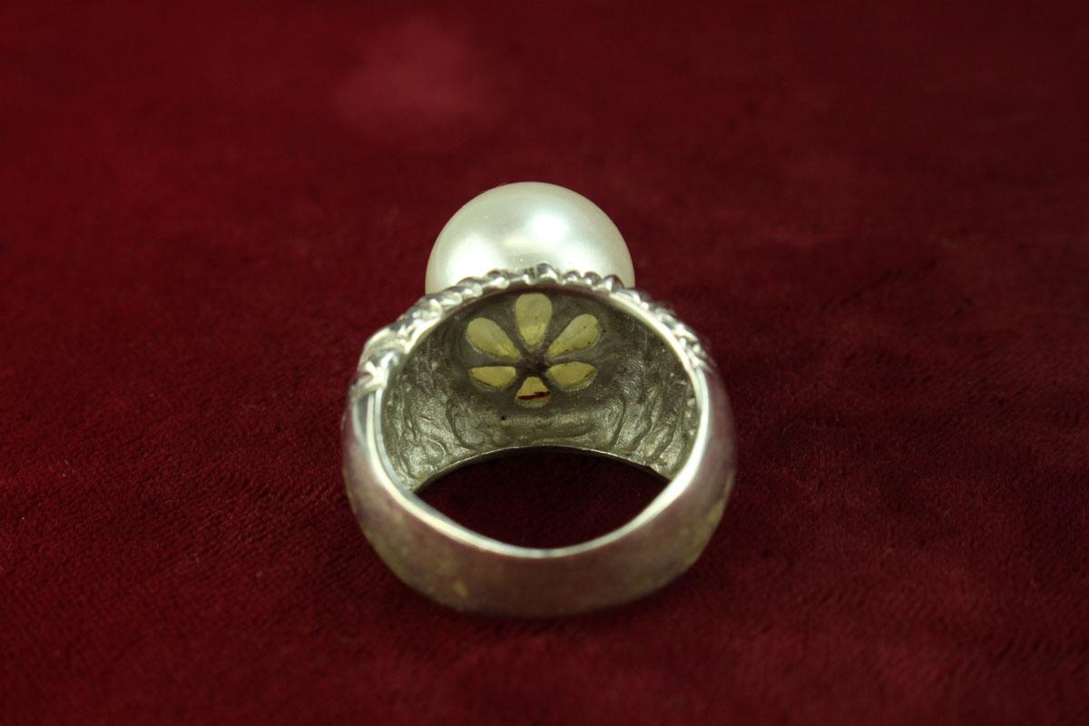 Silver Pearl Ring, Sz. 8