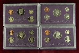 4 U.S. Mint Proof Sets; 1984, 1989, 1990, 1991