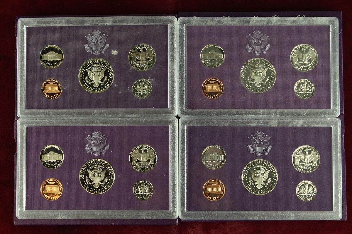 4 U.S. Mint Proof Sets; 1989,, 1990, 1991, 1992