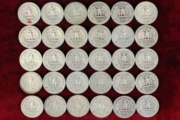 30 Washington Silver Quarters; various dates/mints