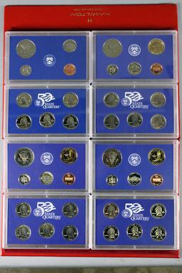 4 US Mint Proof Sets; 1999,2000,2001,2002