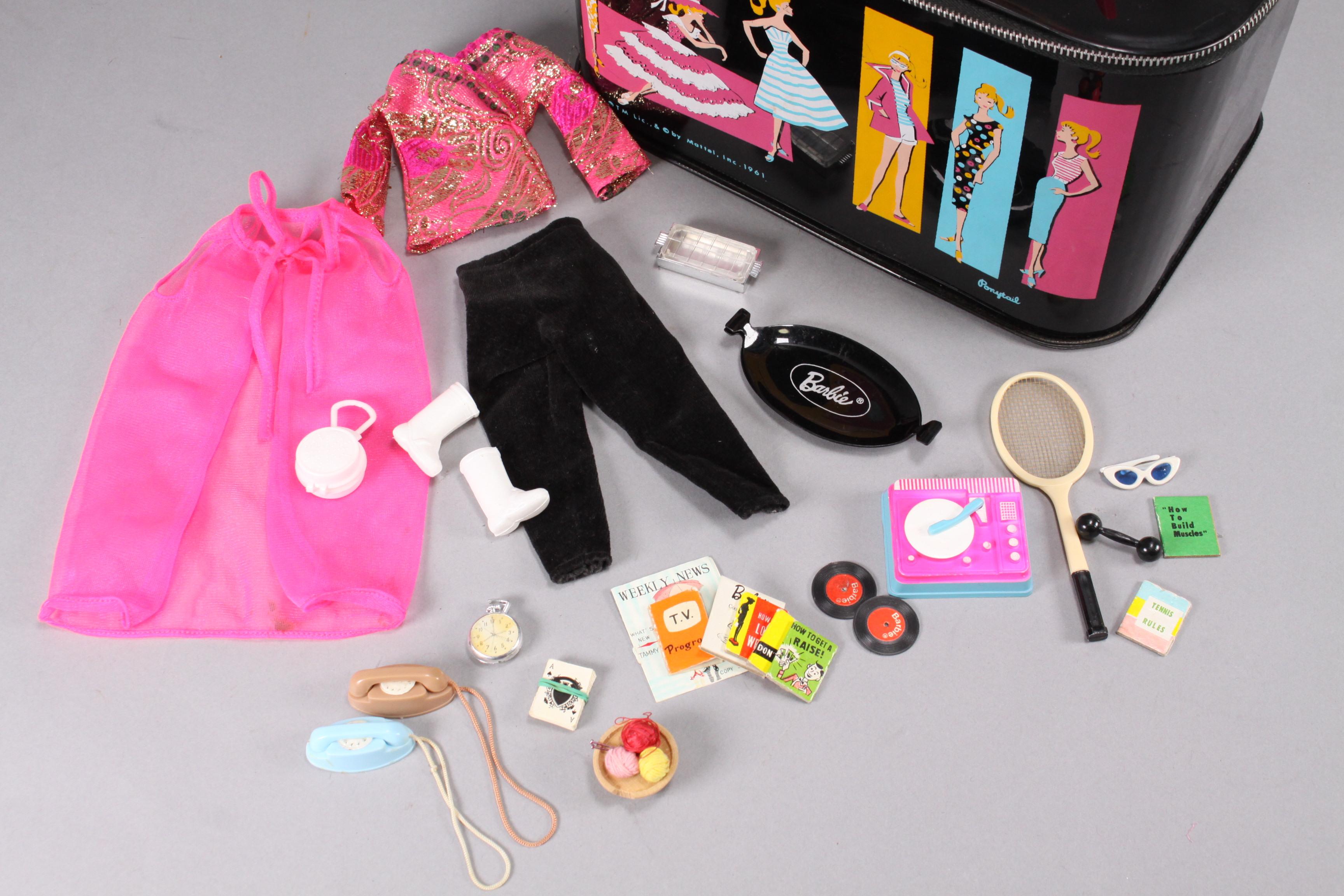 Vintage Barbie Carrying Case, Midge Doll, Clothes & Accessories