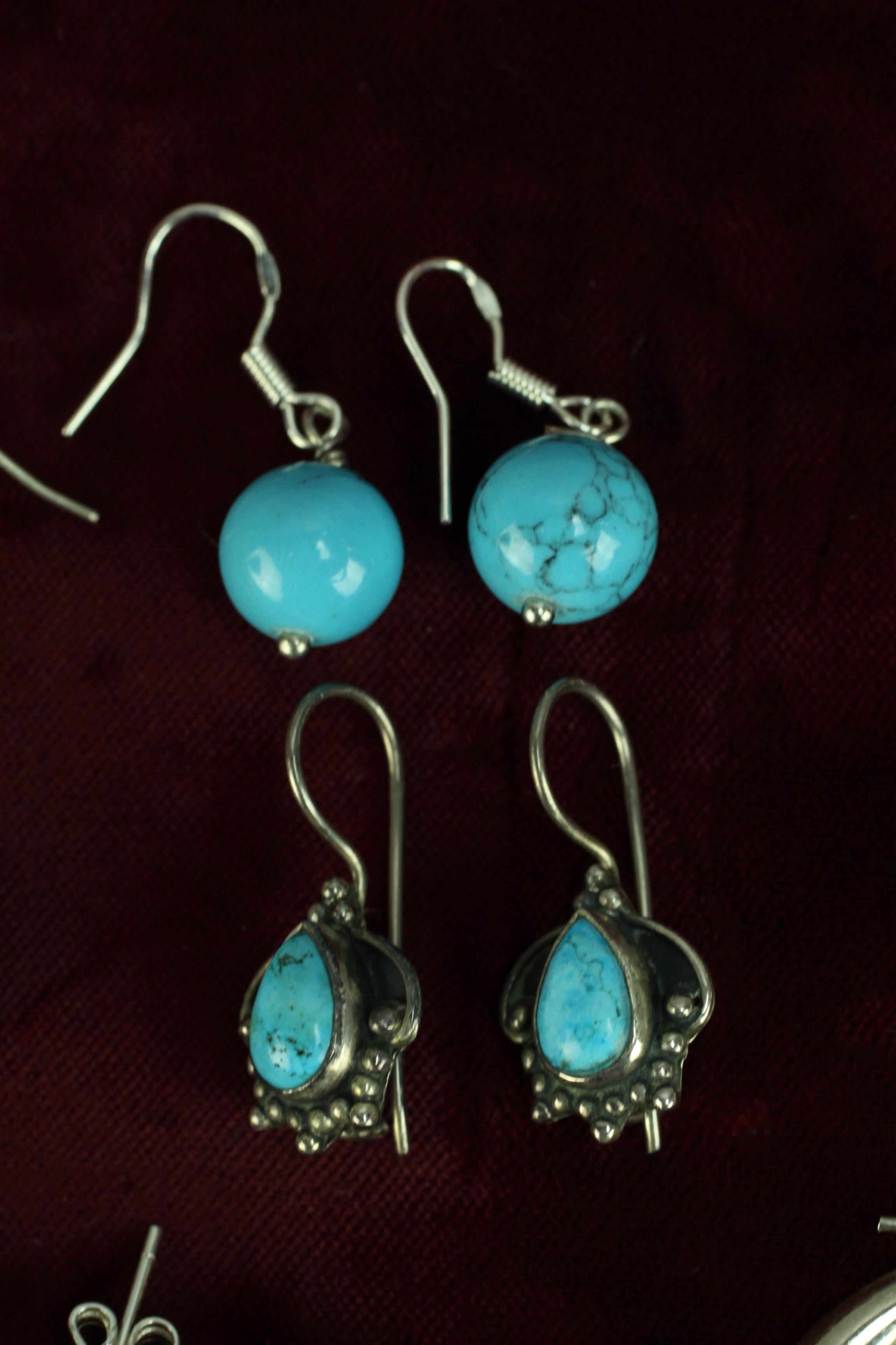Southwest - Native American Style Silver Colored Earrings