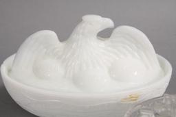 Spanish American War Covered Bowls - Milk Glass Items