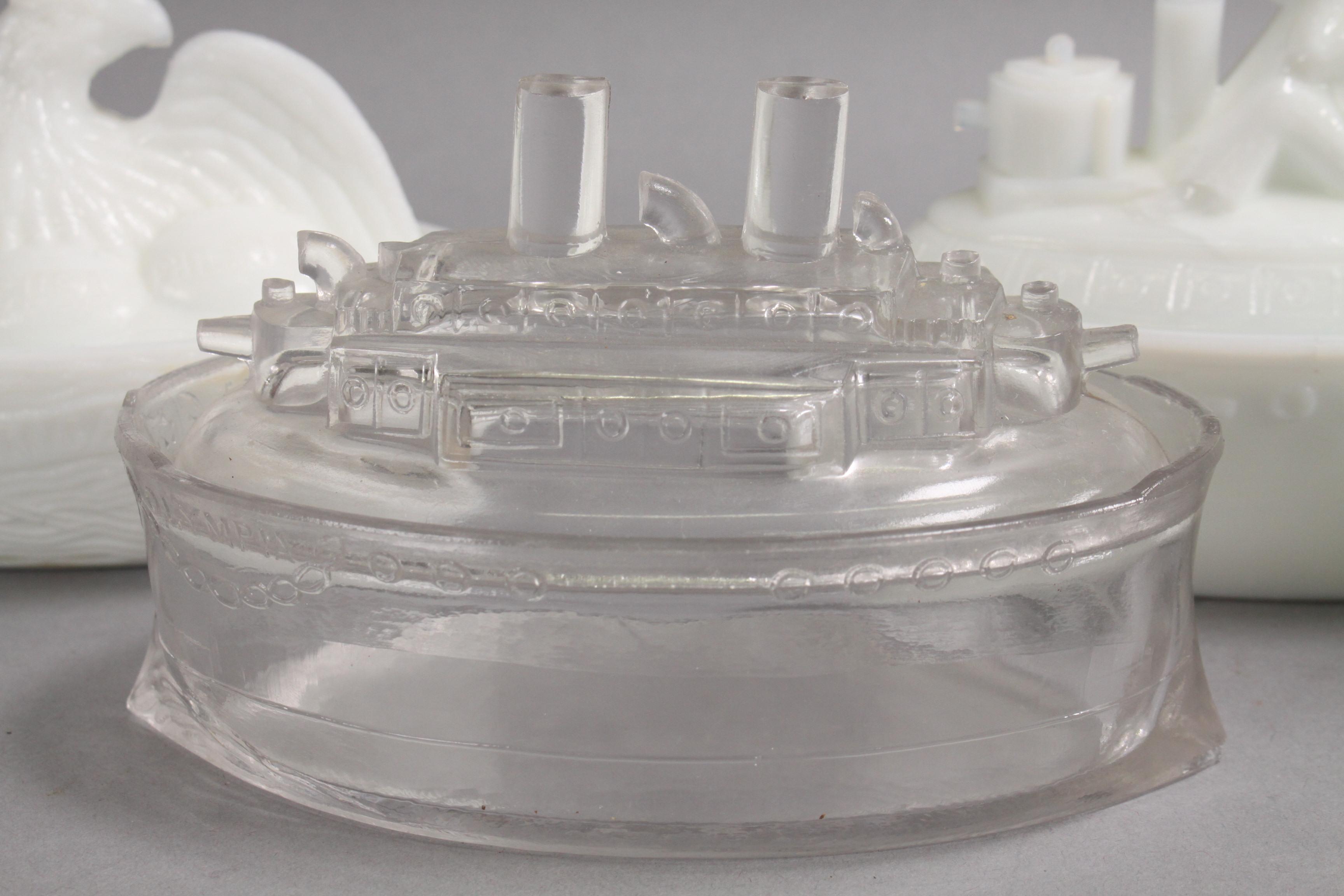 Spanish American War Covered Bowls - Milk Glass Items