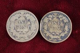 2 US Flying Eagle Cents; 1857 & 1858