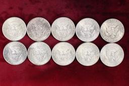 10 - 1964 Kennedy 90% Silver Half Dollars