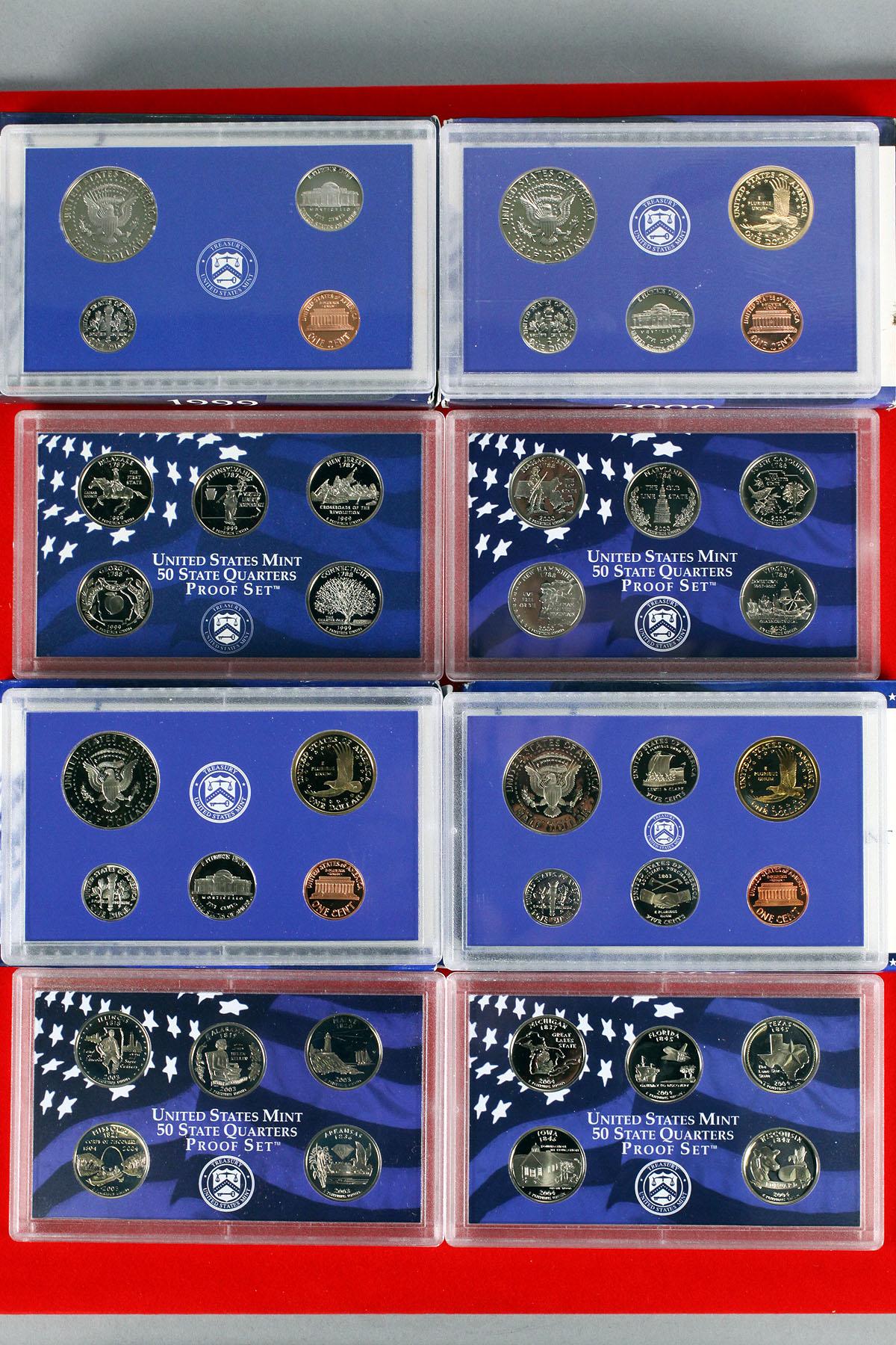 4 US Mint Proof Sets; 1999,2000,2003,2004