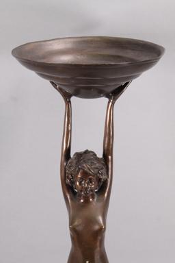 Art Deco  Bronze "Girl Holding Bowl"