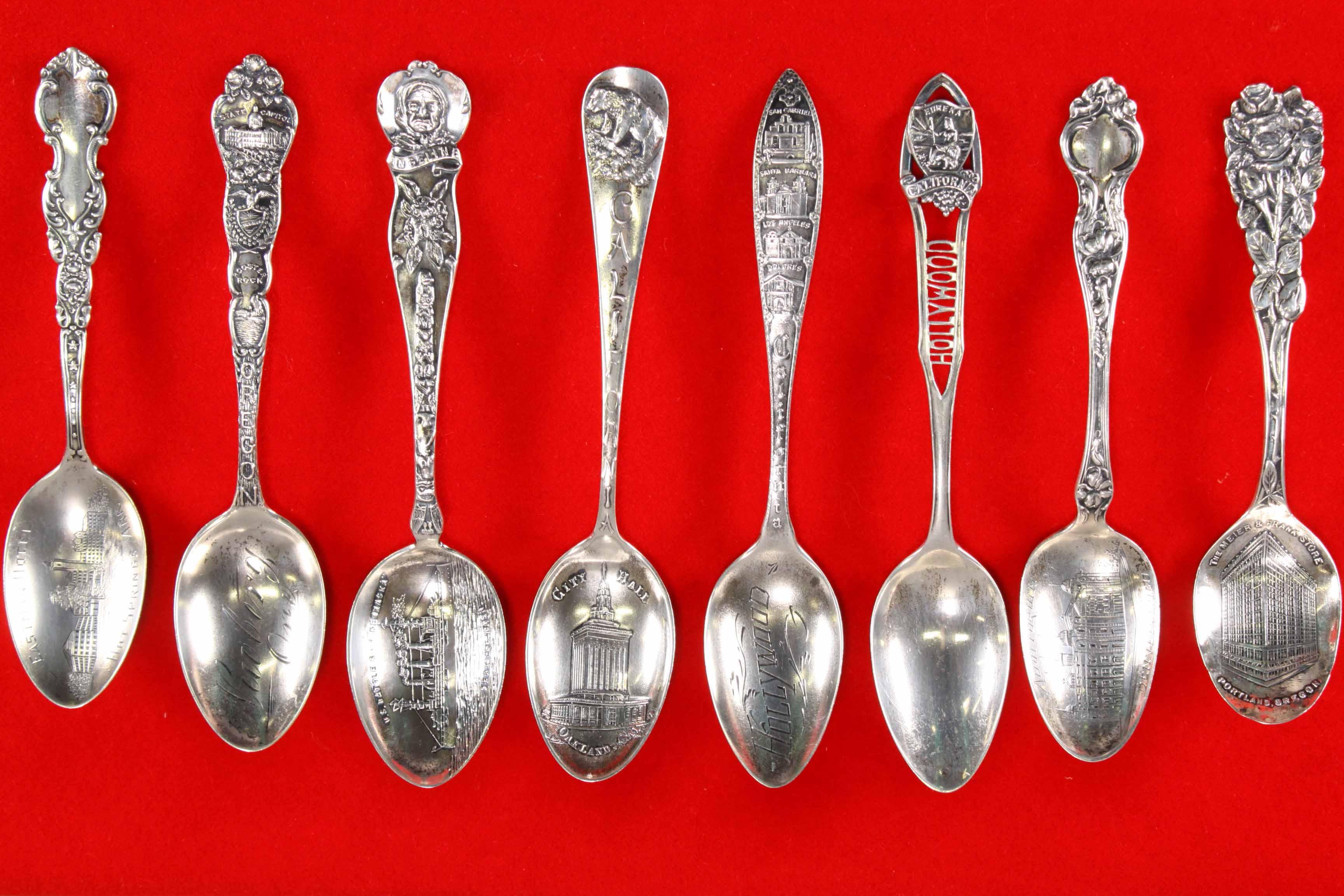 Sterling Silver Souvenir Spoons: Oregon, California & More