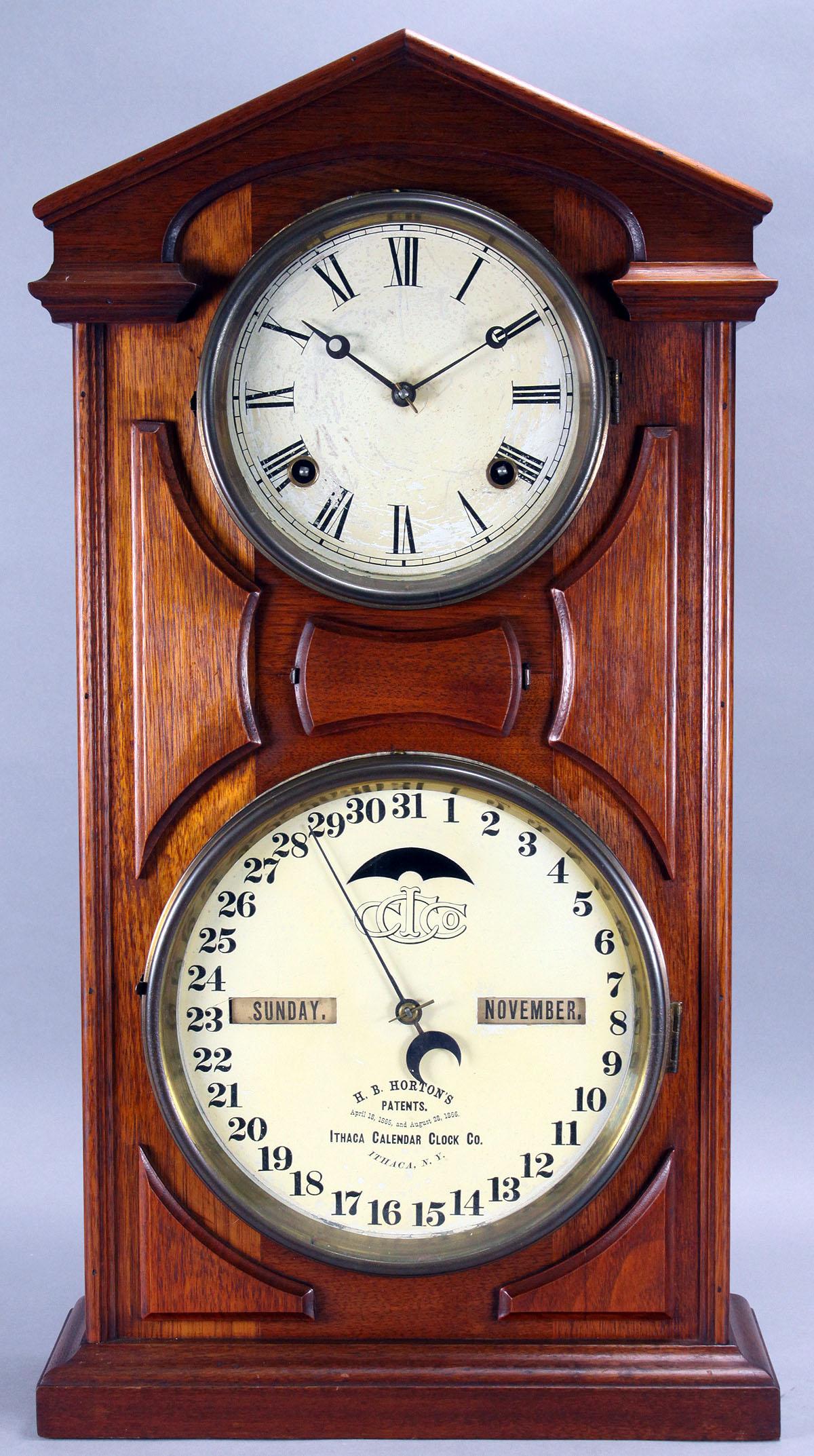 Ithica  "H.B. Horton's Patent" Calendar Clock, Ca. 1870's