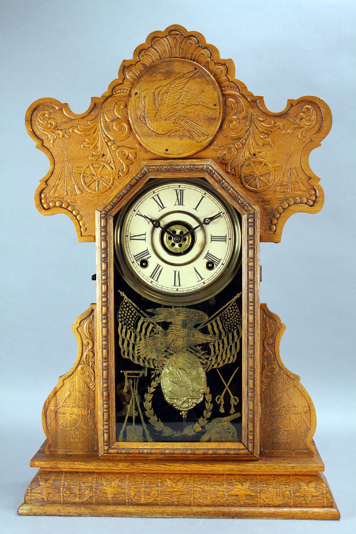 E. Ingraham Kitchen - Shelf  "Peace Dove" Clock, Ca. 1900