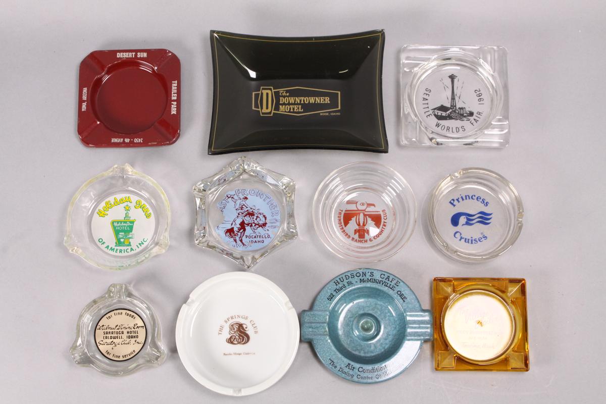 Souvenir Ash Trays: Seattle World's Fair, Downtowner, Thunderbird Ranch & More