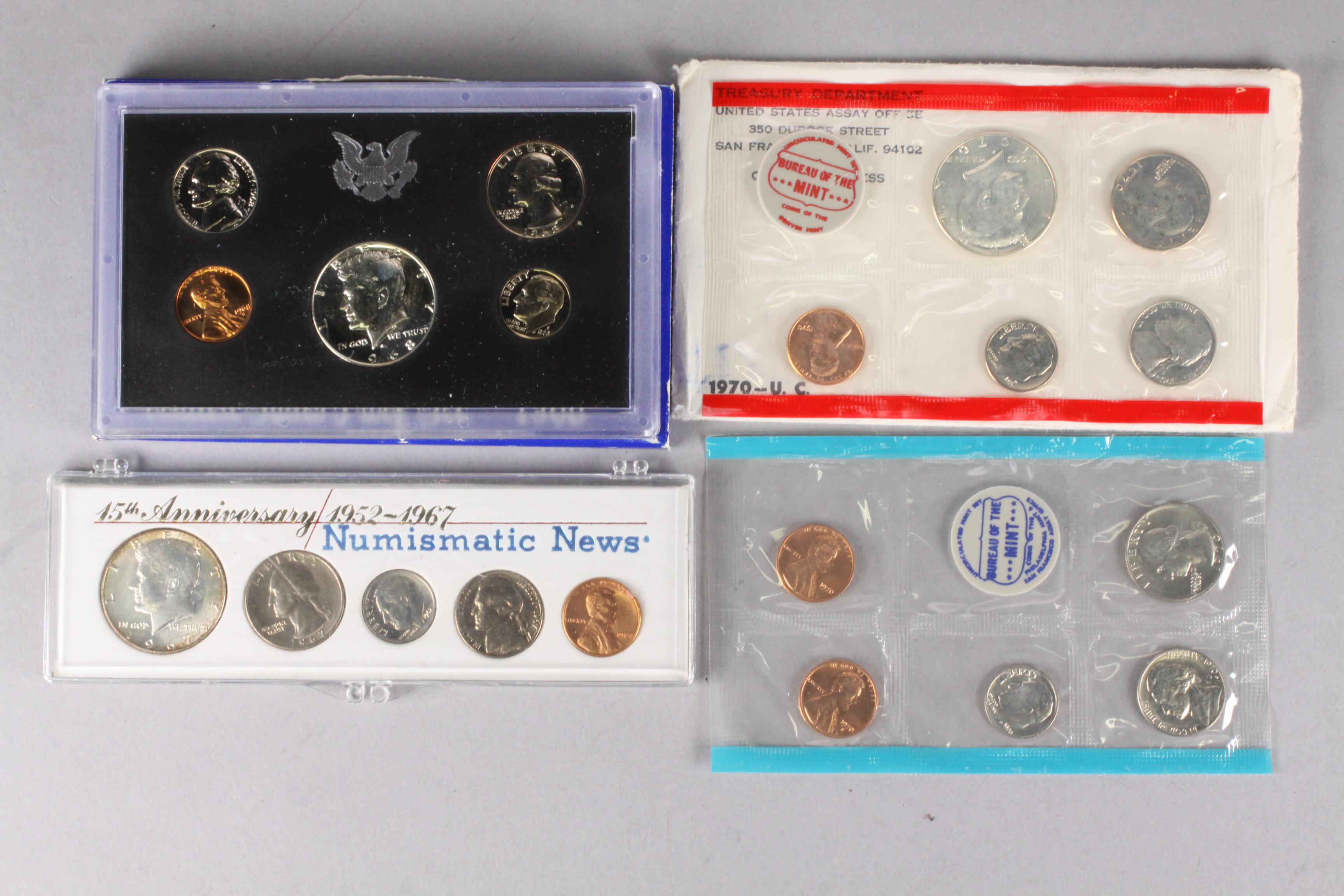 1968 US Proof Set, 1970 US Mint P/D Set U.C., + 1967 US 15th Anniversary Set