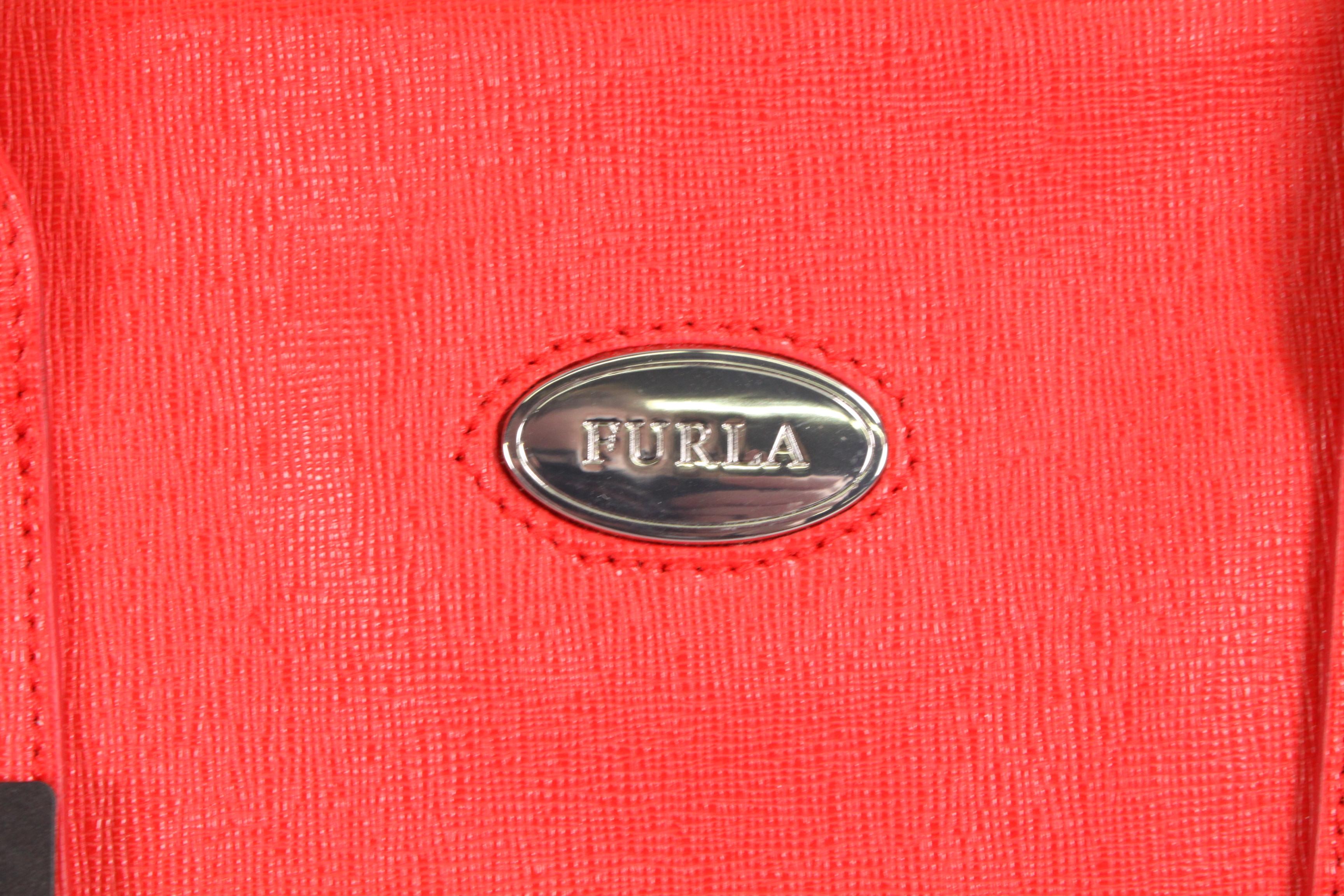 Red Leather Furla Ladies Handbag