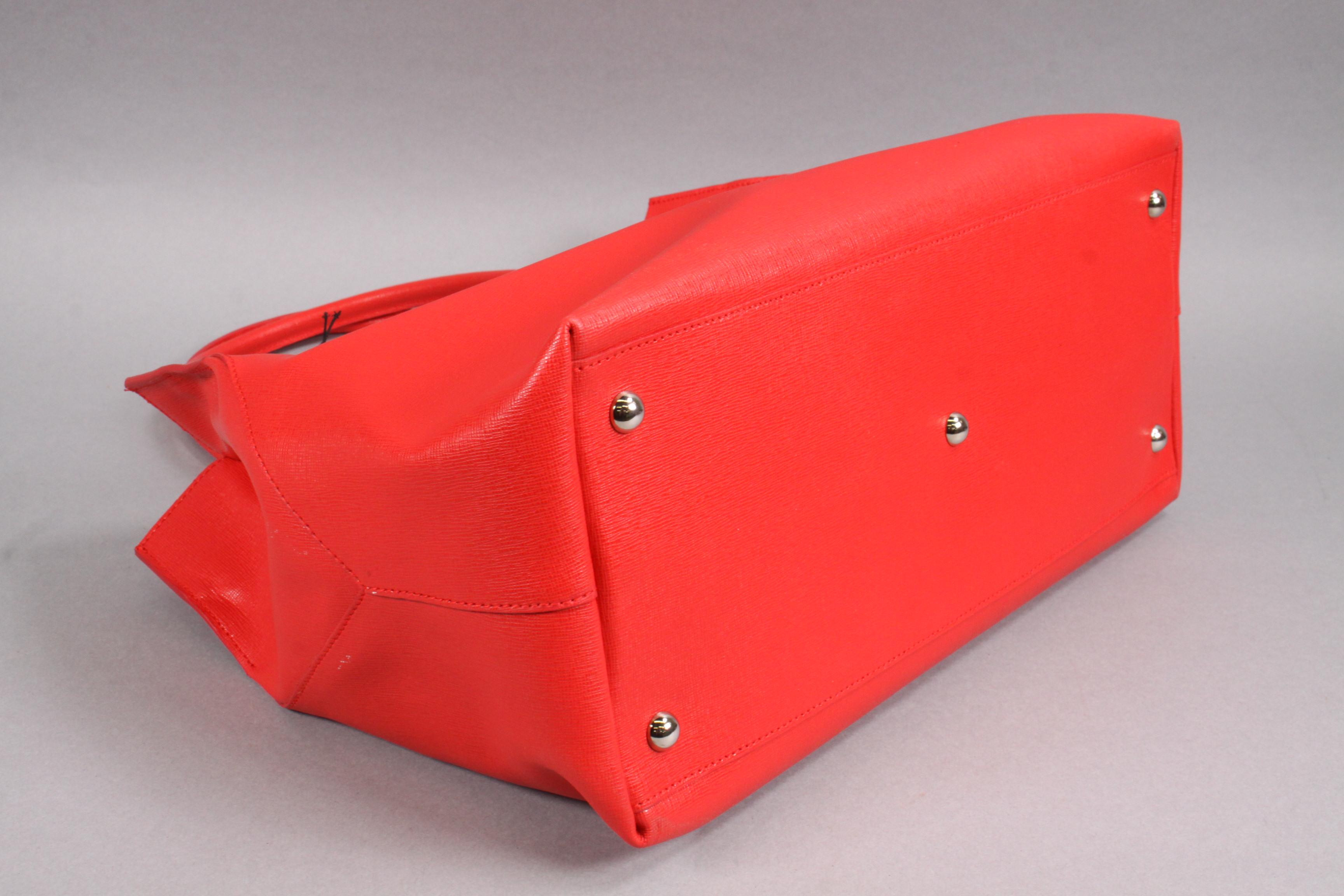 Red Leather Furla Ladies Handbag