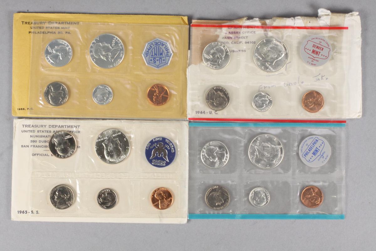 1963 US Mint Set, 1964 P/D U.C. US Mint Set &
