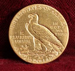 1925-D $2.50 US Gold Indian Head Half Eagle