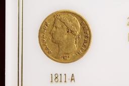 1811-A France Napoleon Bonaparte 20 Francs Gold Coin