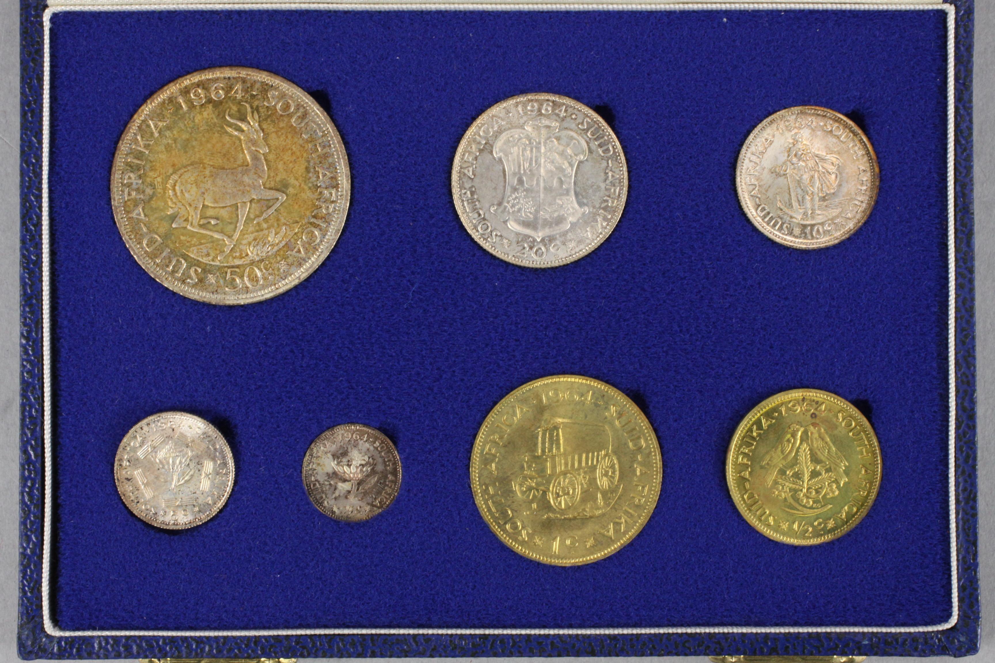 1964 South Africa 7 Coin Set (Silver & Brass)