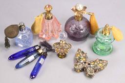 Paris Perfume Laydown Bottles & 4 Vintage Atomizers